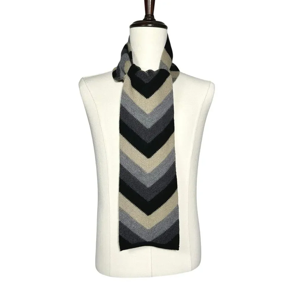 Banana Republic | Men | 100% Wool Navy Neutral Chevron Classic Knit Scarf | OS
